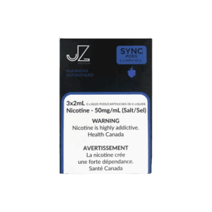Bright candy-like blue razz inhale with crisp ice exhale — 쿨 블루 그라데이션과 베리 포인트가 담긴 Blue Razz Ice 팟 클로즈업.