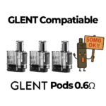 High-output salt nicotine pods for daily carry — 안정적인 밀폐 구조와 강한 타격감을 갖춘 GLENT 0.6ohm 팟 세트.