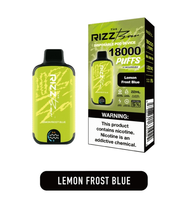 Lemon blue icy vibe 밝은 레몬 산미와 블루라즈 단향이 어우러진 Rizz 이미지. 차갑고 프레시한 슬러시 느낌이 자연스럽게 표현됨. 전체적으로 시원하고 선명한 과일 톤이 살아 있다.