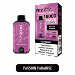 Tropical passionfruit ice vibe 밝은 패션푸르트 향과 시원한 아이스톤이 담긴 Rizz 이미지. 열대 과일의 생동감과 청량한 무드가 자연스럽게 표현됨. 전체적으로 밝고 상큼한 느낌이 강조되어 있다.