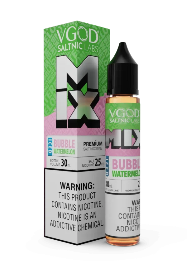 Bubblegum-style watermelon candy sweetness with smooth finish — 달콤한 수박 캔디 감성과 부드러운 베이핑을 즐길 수 있는 VGOD MIX Bubble Watermelon 50MG 솔트닉 액상.