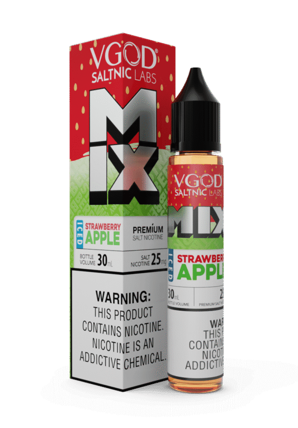 Sweet strawberry and crisp apple ice flavor with smooth finish — 달콤한 딸기와 상큼한 사과 아이스를 동시에 느낄 수 있는 VGOD MIX Iced Strawberry Apple 50MG 솔트닉 액상.