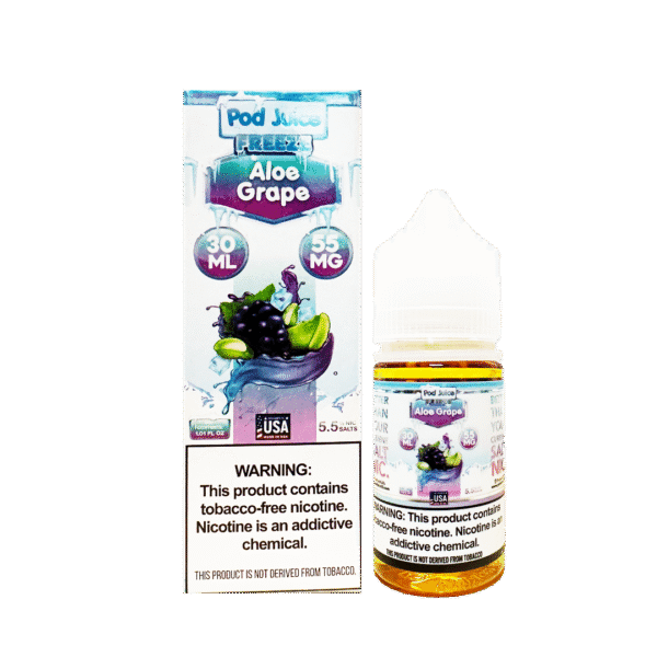 Frozen aloe grape mix 시원한 포도와 알로에 감성이 담긴 Pod Juice Aloe Grape Freeze 패키지 이미지.