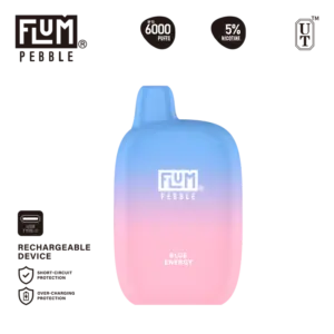 Flum Pebble 6000 Blue Energy 50mg disposable vape 5% salt nicotine