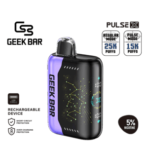 Rich blackberry candy pop flavor with sweet–tart balance — 진한 블랙베리 캔디 단맛과 새콤한 포인트를 느낄 수 있는 Geek Bar Pulse X Blackberry Blow Pop 5% 디바이스.