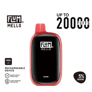 Crisp fizzy vape profile with smooth output — 소다 감성의 상쾌함이 안정적으로 유지되는 FLUM Mello Rome 제품 이미지.
