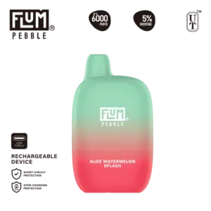 Flum Pebble 6000 Aloe Watermelon Splash 50mg disposable vape 5% salt nicotine