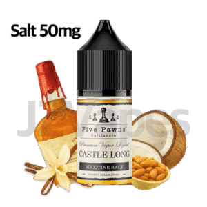 Refined vanilla dessert profile with clean finish — 바닐라 중심의 디저트 풍미가 정돈된 Five Pawns CastleLong 솔트닉 5% 액상.