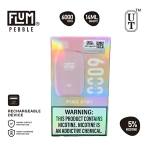 Flum Pebble 6000 Pink Kiwi 50mg disposable vape 5% salt nicotine