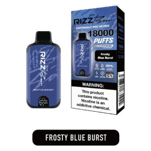 Icy blue burst profile 블루베리·라즈 조합과 시원한 슬러시 느낌이 담긴 클로즈업. 과일감이 맑고 시원하며 라이트한 청량감이 드러난다.