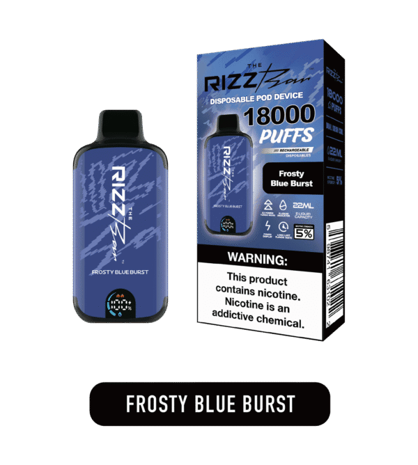 Icy blue burst profile 블루베리·라즈 조합과 시원한 슬러시 느낌이 담긴 클로즈업. 과일감이 맑고 시원하며 라이트한 청량감이 드러난다.