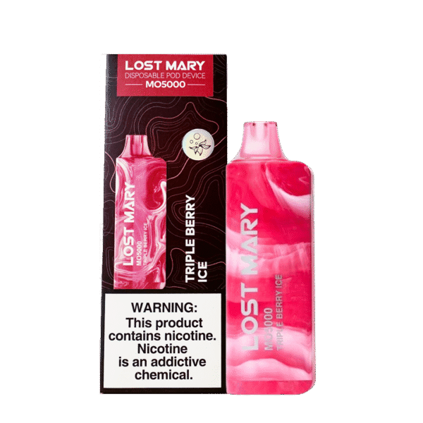 Triple berry ice blend 블루베리·라즈베리·딸기 조합에 라이트 아이스가 더해진 MO5000 이미지. 산뜻한 베리 무드와 맑은 쿨링 분위기가 자연스럽게 표현된 사진.