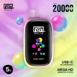 Flum Mello Daisy Jazzy 20K 5% | 20000 puffs disposable vape fruity candy flavor Flum